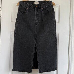 Universal Thread Fair Trade Certified Washed Black Denim Midi Skirt Size 6